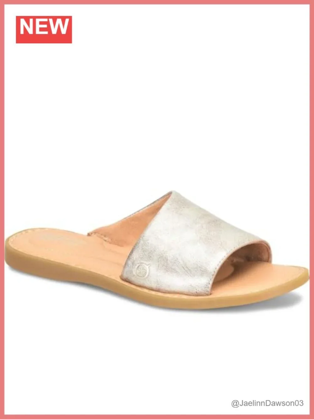 Women's Leather Slide Sandals - Slip On Open Toe Flats, Comfortable Casual